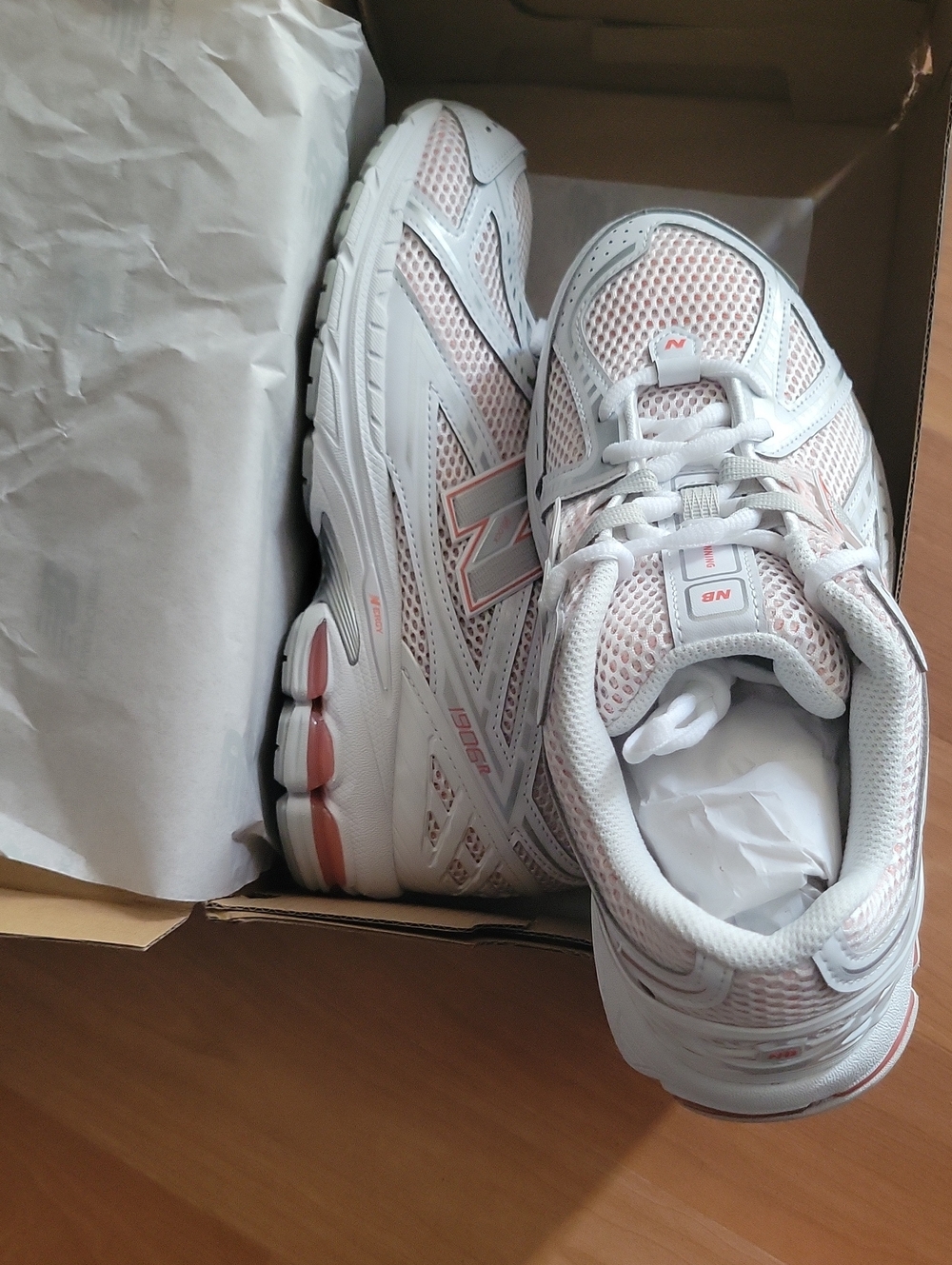 New Balance Women's White Sneakers with Light Pink Accents